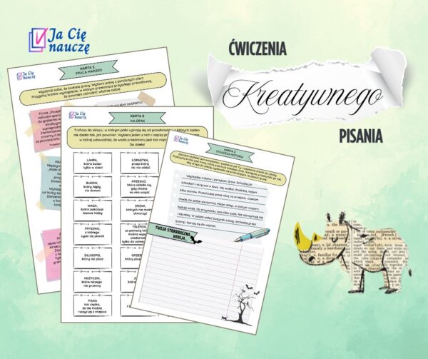 Kreatywne pisanie: Zestaw 12 plansz ćwiczeniowych dla szkoły podstawowej