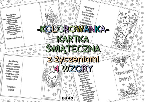 KARTKA ŚWIĄTECZNA z życzeniami -KOLOROWANKA-