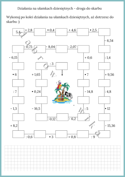 Działania na ułamkach dziesiętnych - droga do skarbu