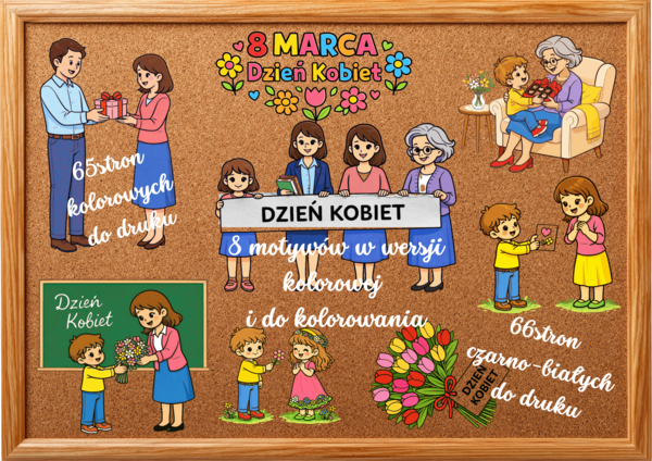 8 MARCA – DZIEŃ KOBIET – Gazetka szkolna + Kolorowanki (zestaw 131 stron PDF)