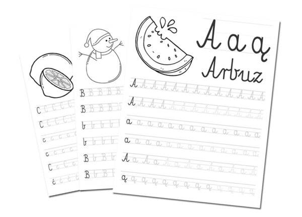 Nauka pisania literek po śladzie