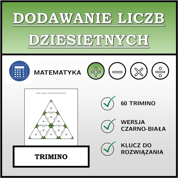 Trimino - Dodawanie liczb dziesiętnych | matematyka