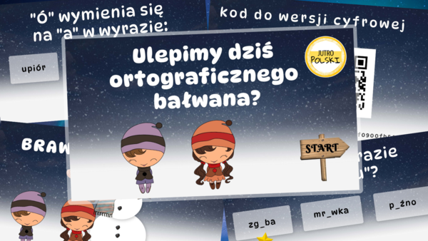 Ortografia "ó" i "u" - budujemy bałwanka! Zima, śnieg, mikołajki, bałwan, pdf, genially, gra.