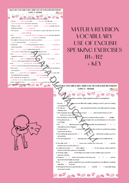 Matura - Unit 2 - dom - słownictwo + use of english + matura ustna