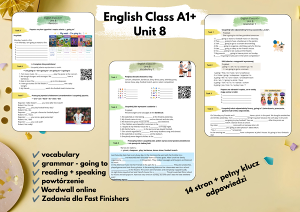 🎉 English Class A1+ - Unit 8 - zestaw ćwiczeń dodatkowych