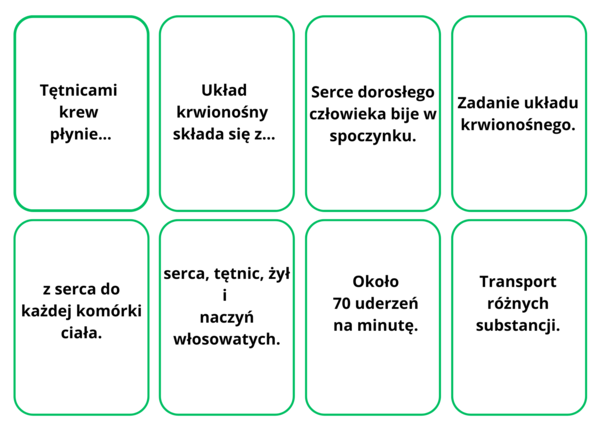 Układ krwionośny. Fiszki.