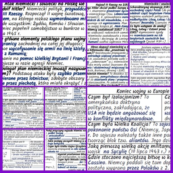 Przebieg II wojny światowej – komplet NOTATEK i KART PRACY