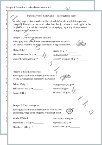 Matematyczne Gotowanie - zaokrąglanie liczb