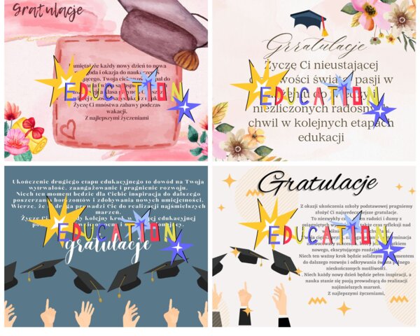 Zakończenie roku szkolnego, sentencje gratulacyjne.