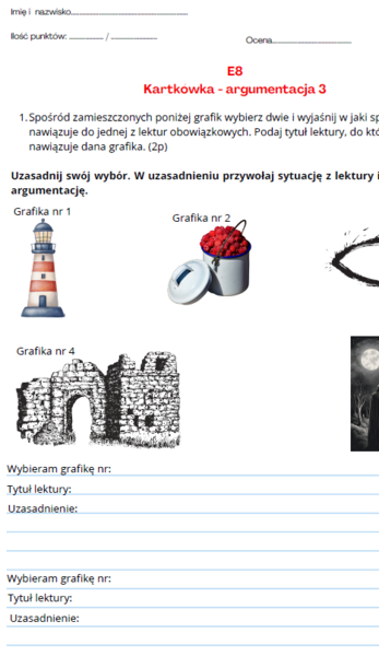 Egzamin ósmoklasisty - argumentacja 3, kartkówka, gramatyka, ortografia