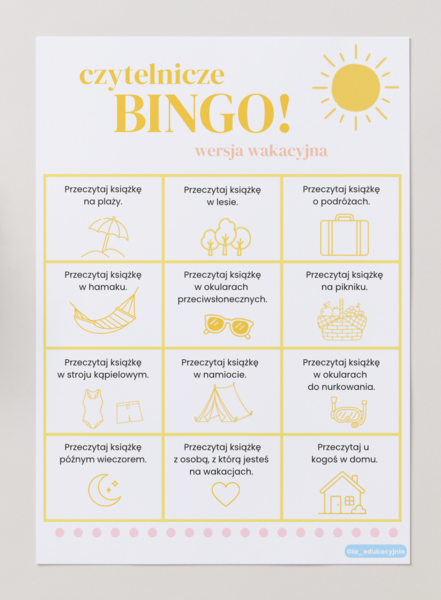 Czytelnicze BINGO (wersja wakacyjna) & planner