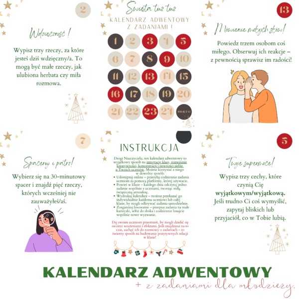 Kalendarz Adwentowy z zadaniami