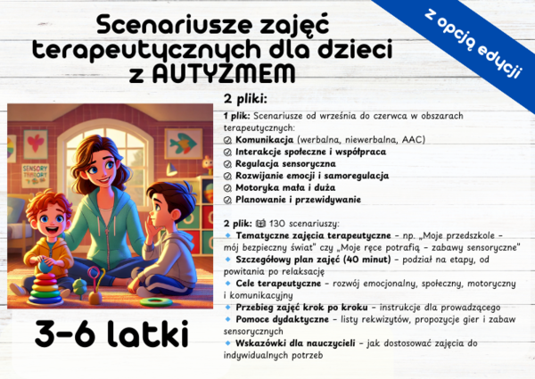 Scenariusze zajęć terapeutycznych dla dzieci z autyzmem