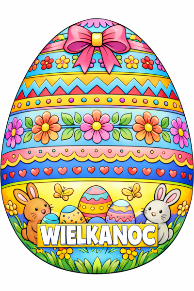 PISANKA - kolorowanka wielkanocna – pakiet: miniatura A4 + plakat XXL (4xA4)