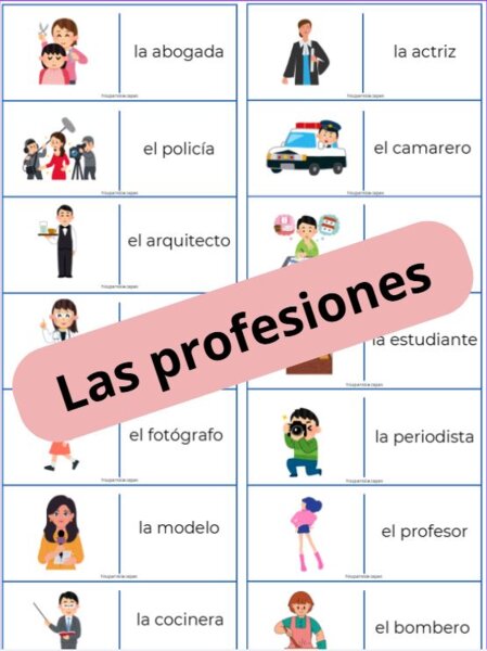 Domino ze słówkami "Las profesiones" (Zawody)