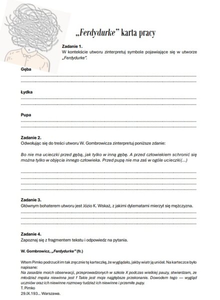 Karta pracy "Ferdydurke"