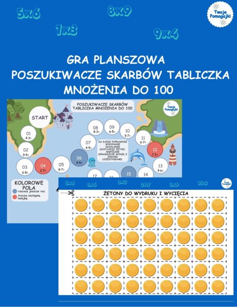 Darmowa Gra Planszowa na Mnożenie + Żetony (PREZENT) | PDF do druku