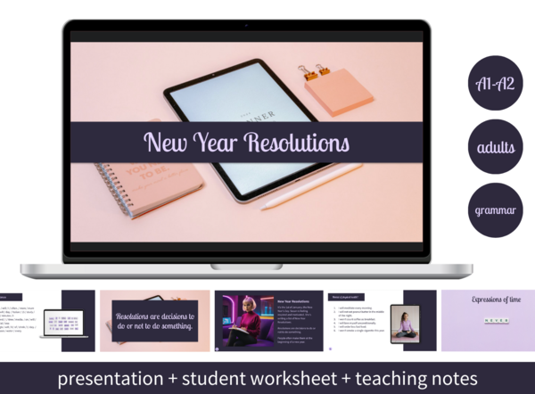 Gramatyka dla dorosłych: New Year Resolutions (poziom A1-A2)