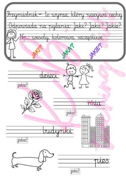 Przymiotnik - wklejka - klasa 2