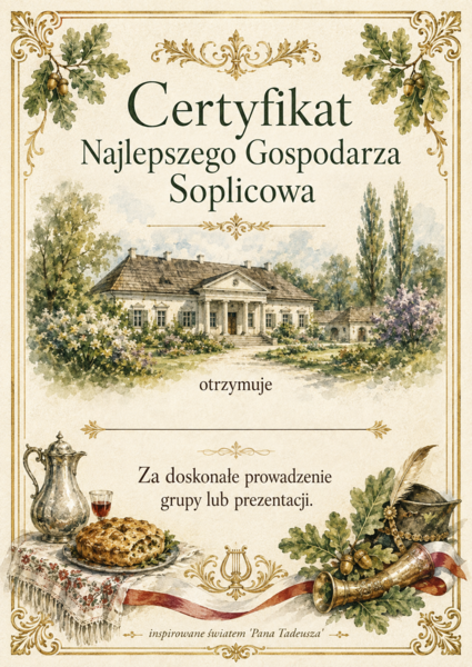 Dyplomy/ certyfikaty dla uczniów do lektury "Pan Tadeusz" kolorowe