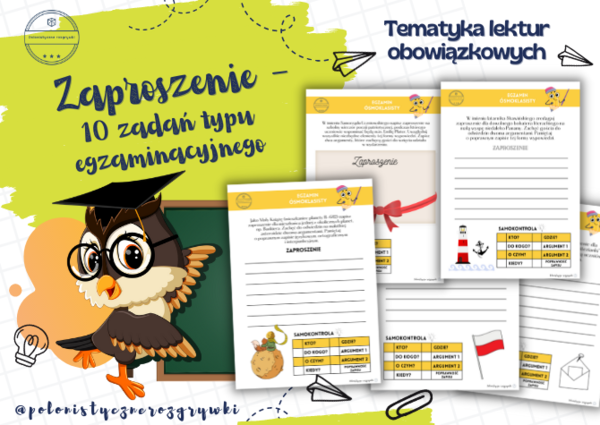 Zaproszenie. 10 zadań typu egzaminacyjnego. Egzamin ósmoklasisty. Formy wypowiedzi
