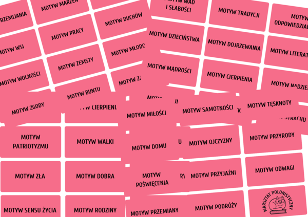 Motywy literackie E8 - fiszki dla ósmoklasistów