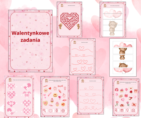 Walentynkowe karty pracy dla przedszkolaków