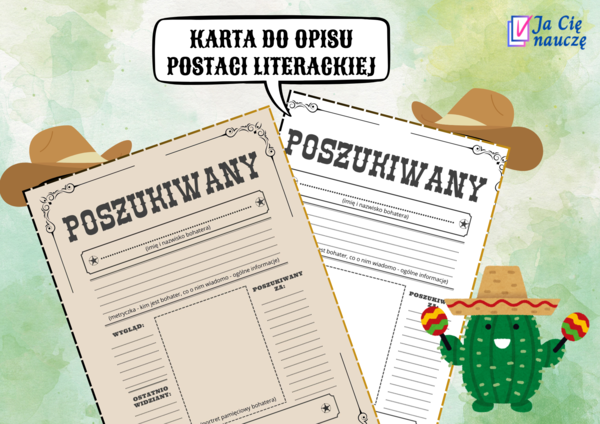 Poszukiwany - karta pracy do opisu postaci literackiej, język polski