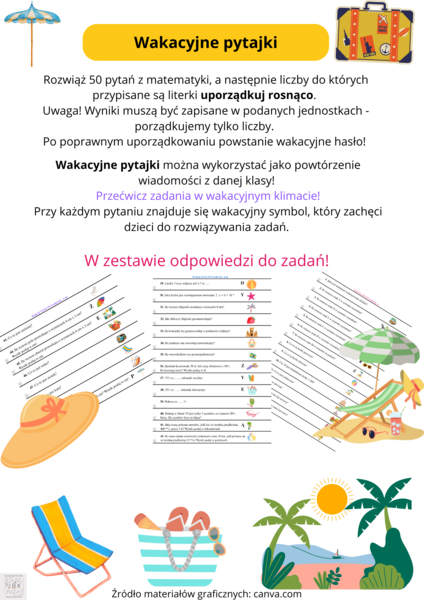 Matematyczne wakacyjne pytajki