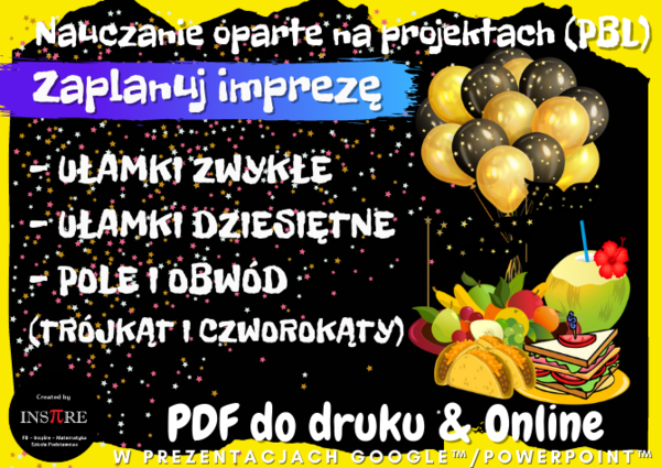 Ułamki zwykłe i dziesiętne. Projekt matematyczny: zaplanuj imprezę. Nauczanie Oparte na Projektach (PBL) dla kl.5-8