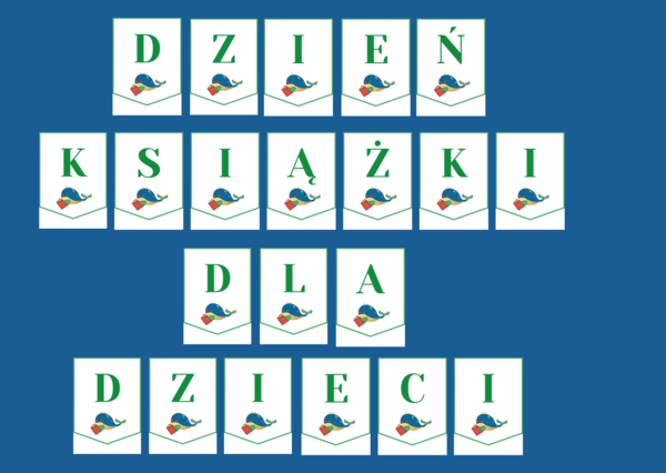 DZIEŃ KSIĄŻKI DLA DZIECI – girlanda – napis – gazetka – wersja 1