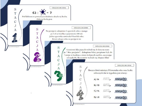 Pomysł na lekcję - stacje zadaniowe Tabliczka mnożenia.