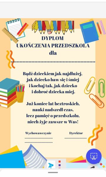 Dyplom ukończenia przedszkola