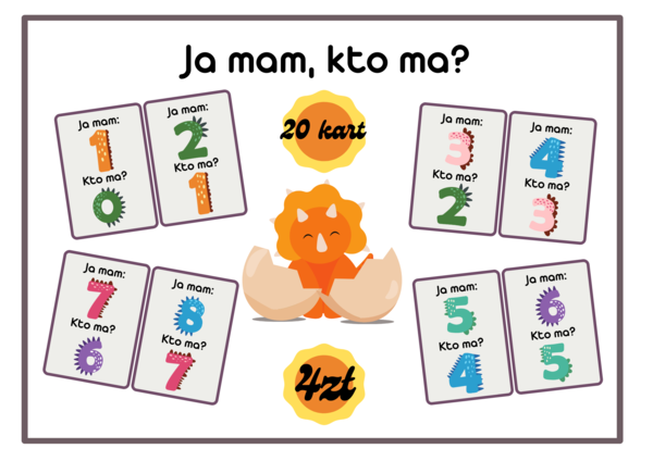 Gra: Ja mam, kto ma? 20 kart - Dzień Dinozaura - Dinozaurowe cyfry