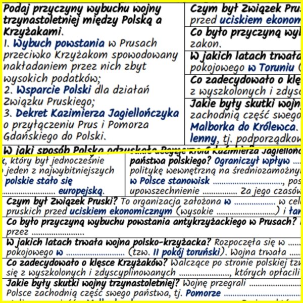 Dynastia Jagiellonów w Polsce w XV w. – notatki i karta pracy