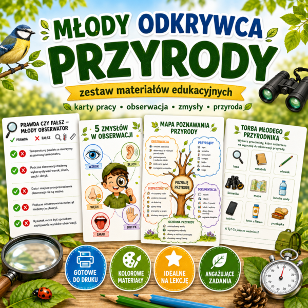 Młody Odkrywca Przyrody – zestaw kart pracy, zabaw i materiałów do obserwacji przyrody