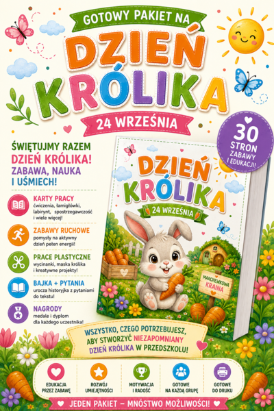 Dzień Królika – pakiet edukacyjny dla przedszkolaków | 30 stron