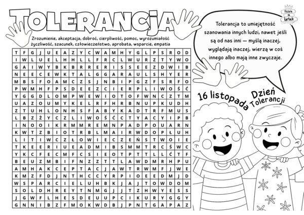 Dzień Tolerancji - karta pracy klasy 4-8