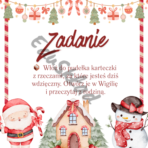 🎅 Kalendarz Adwentowy z Zadaniami – zestaw 54 kart dla dzieci