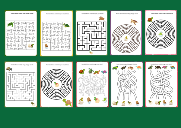 DZIEŃ ŻÓŁWIA – labirynty – 10 wersji