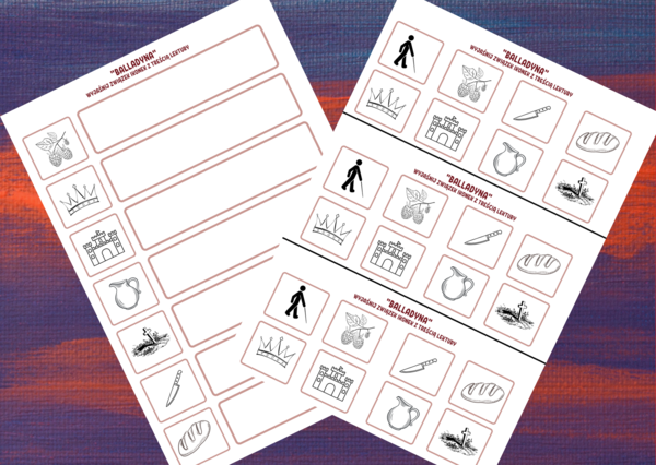 "BALLADYNA" - ikonki - wklejki - karta pracy - lektury 7-8