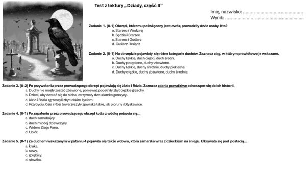 Test z lektury "Dziady, część II"