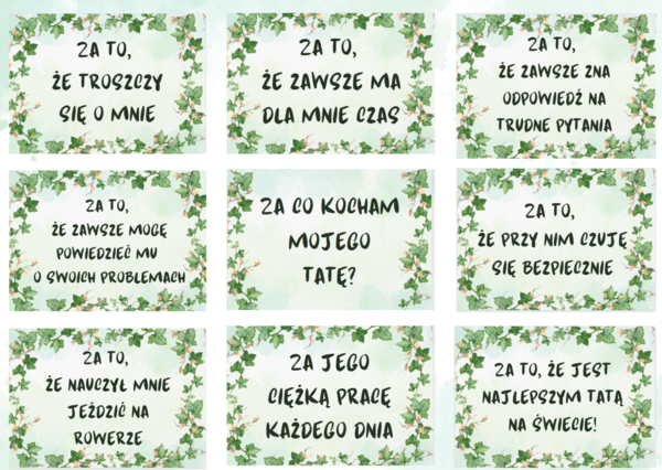 Za co kocham mojego tatę? Dekoracja na Dzień Ojca