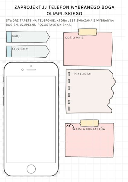Mitologia grecka - telefon boga olimpijskiego - karta pracy