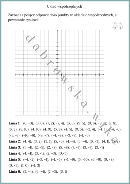 Układ współrzędnych - karta pracy