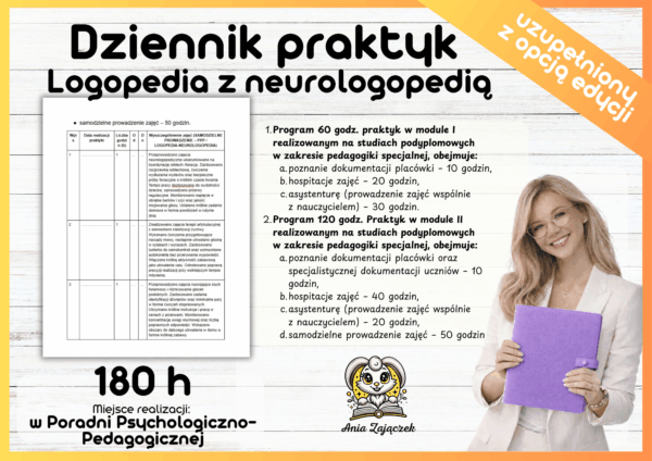 Dziennik praktyk 180h Logopedia z neurologopedią w PPP
