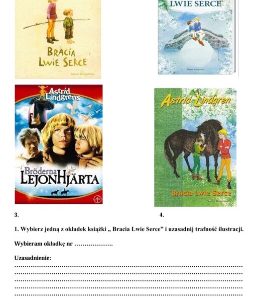 Zadania do lektury " Bracia Lwie Serce"
