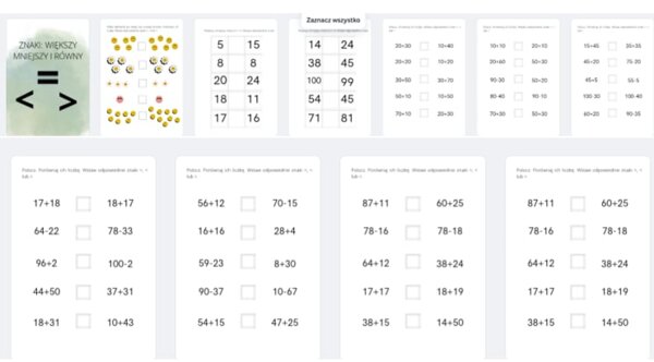Większy mniejszy równy - w zakresie 100 obliczenia