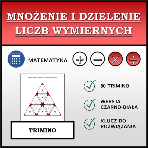 Trimino - Mnożenie i dzielenie liczb wymiernych | matematyka