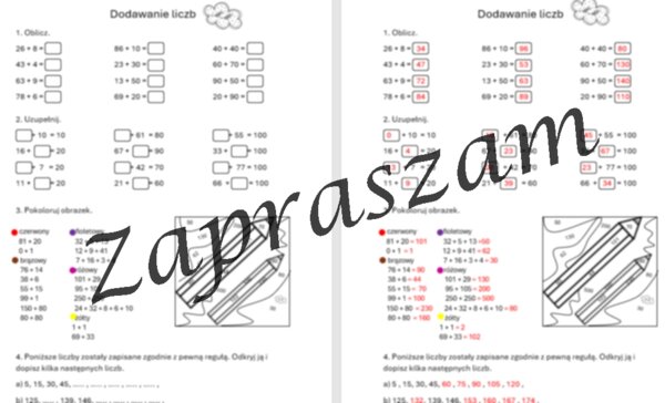 Dodawanie liczb - karta pracy